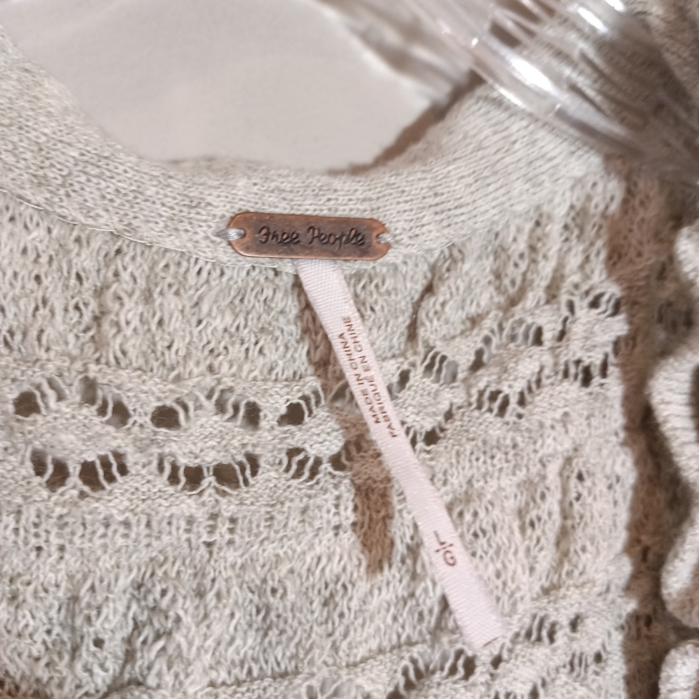 Free People Wild Roses Cardigan Cream Grey Size L - Picture 4 of 6